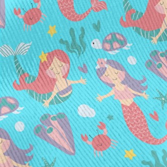 Turtle Mermaid Sisters Standard Corduroy