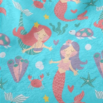 Turtle Mermaid Sisters Minky