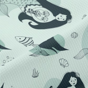 Beautiful Long Hair Mermaid Piqué