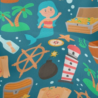 Mermaid Pirate Treasure Lightweight Performance Linen