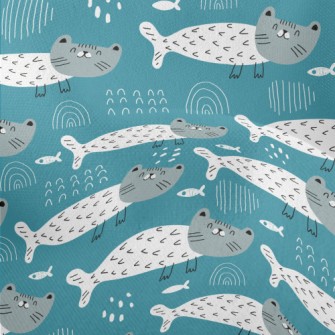 Smiling Mermaid Cat Lightweight Performance Linen