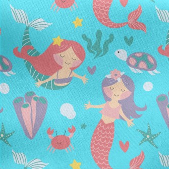 Turtle Mermaid Sisters Jersey Backed Fleece