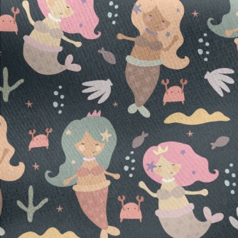 Retro Mermaid Jersey Backed Fleece