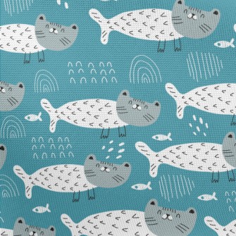 Smiling Mermaid Cat Pongee