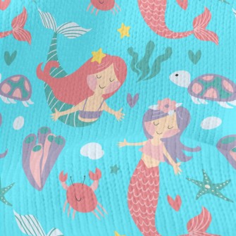 Turtle Mermaid Sisters Stretch Jersey