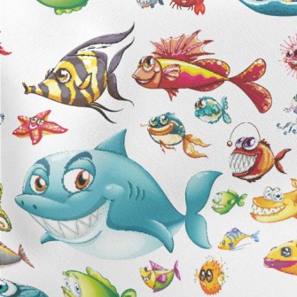 King Shark In The Sea Lightweight Cotton Poplin