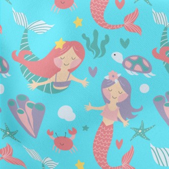 Turtle Mermaid Sisters Lightweight Cotton Poplin