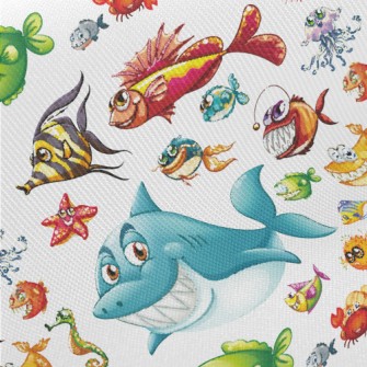 King Shark In The Sea Midweight Cotton Poplin