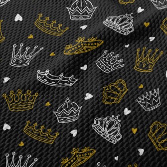 Hand Drawn Various Crowns Birdseye Piqué
