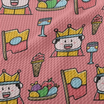 Hand Drawn Cartoon King Birdseye Piqué