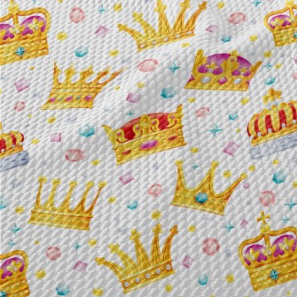 Cartoon Crown With Jewels Birdseye Piqué