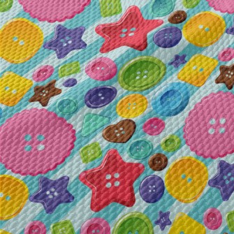 Cute Colorful Buttons Birdseye Piqué