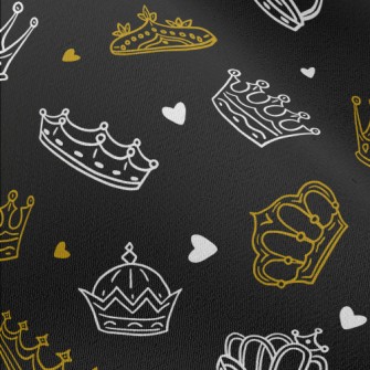 Hand Drawn Various Crowns Chiffon