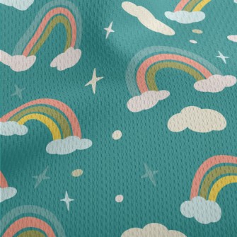 Cartoon Clouds Rainbow Athletic Mesh Flat Back