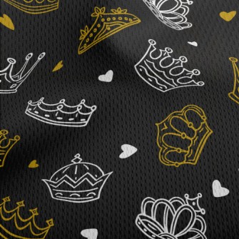 Hand Drawn Various Crowns Athletic Mesh Flat Back