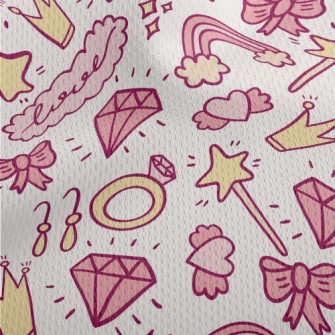 Pink Princess Decoration Athletic Mesh Flat Back