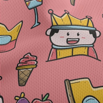 Hand Drawn Cartoon King Athletic Mesh Flat Back