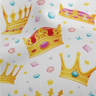 Cartoon Crown With Jewels Athletic Mesh Flat Back