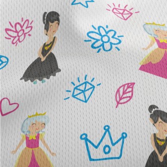 Hand Drawn Pattern Princess Athletic Mesh Flat Back