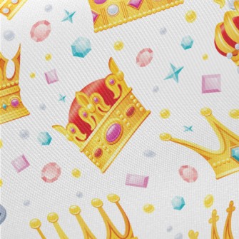 Cartoon Crown With Jewels Twill