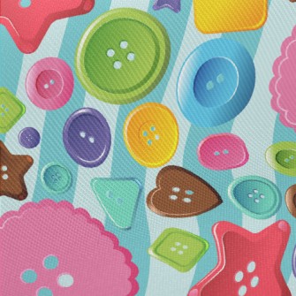 Cute Colorful Buttons Twill