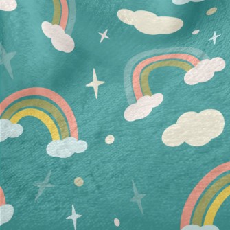 Cartoon Clouds Rainbow Minky