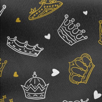 Hand Drawn Various Crowns Jersey Backed Fleece