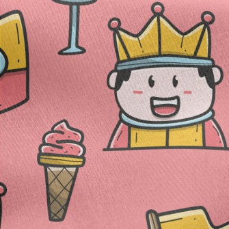Hand Drawn Cartoon King Jersey Backed Fleece