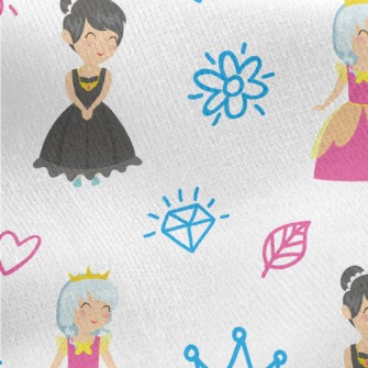 Hand Drawn Pattern Princess Jersey Backed Fleece