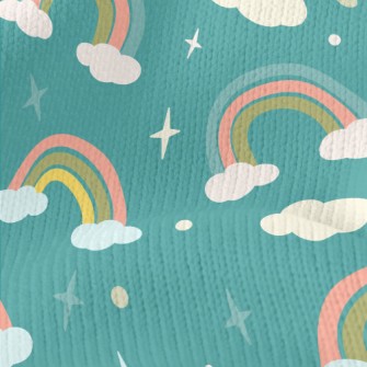 Cartoon Clouds Rainbow Stretch Jersey