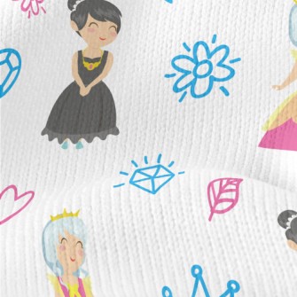 Hand Drawn Pattern Princess Stretch Jersey