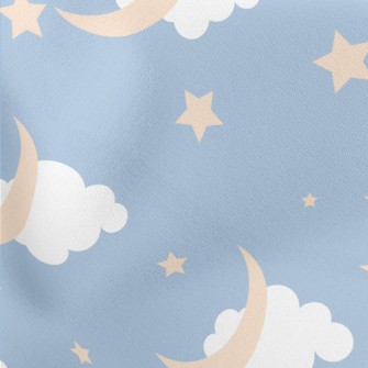 Light Blue Night Sky Lightweight Cotton Poplin