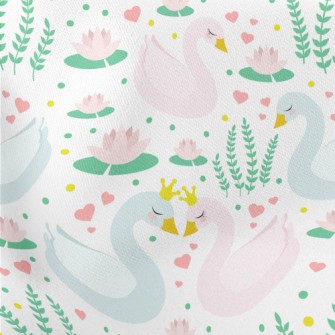 Swan Prince And Princess In Lo Lightweight Cotton Poplin