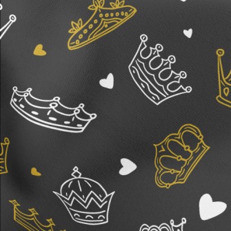 Hand Drawn Various Crowns Lightweight Cotton Poplin