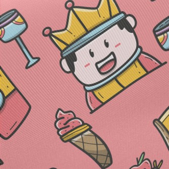 Hand Drawn Cartoon King Midweight Cotton Poplin