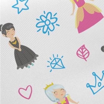 Hand Drawn Pattern Princess Midweight Cotton Poplin