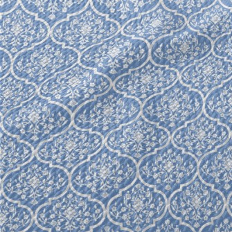 Blue And White Porcelain-like  Birdseye Piqué