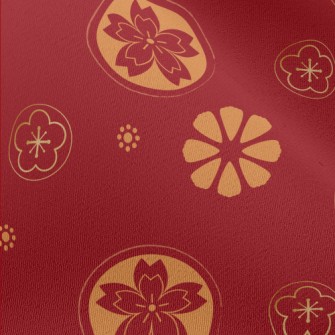 Golden Festive Flowers Chiffon