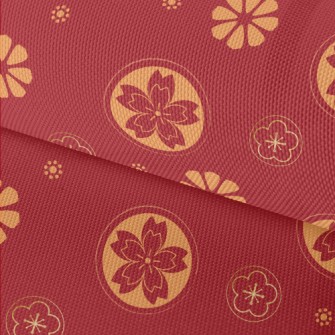 Golden Festive Flowers Waterproof Oxford