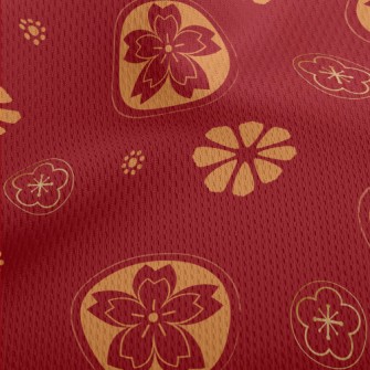 Golden Festive Flowers Athletic Mesh Flat Back