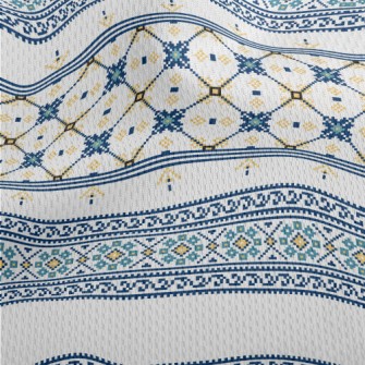 Blue Ethnic Decorative Pattern Athletic Mesh Flat Back