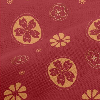 Golden Festive Flowers Performance Linen