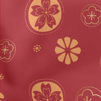 Golden Festive Flowers Stretch Ponte