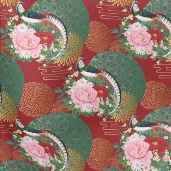 Chinese Style Gorgeous Pheasan Stretch Ponte