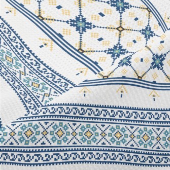 Blue Ethnic Decorative Pattern Piqué