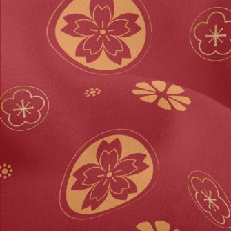 Golden Festive Flowers Lightweight Performance Linen
