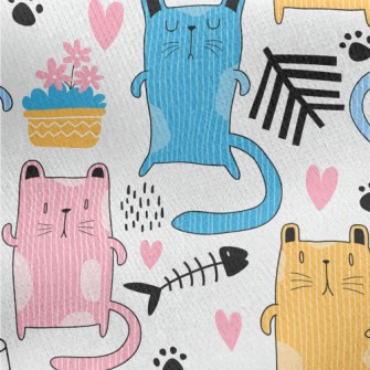 Striped Cats Jersey Backed Fleece