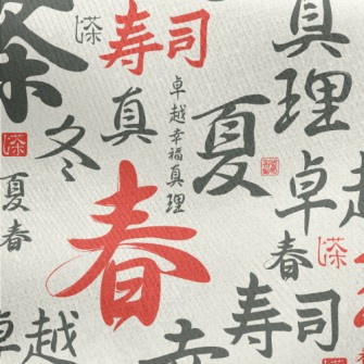 Chinese Characters With Callig Jersey Backed Fleece