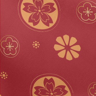 Golden Festive Flowers Pongee