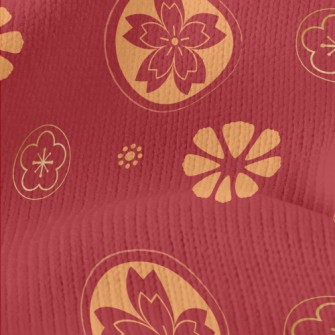 Golden Festive Flowers Stretch Jersey